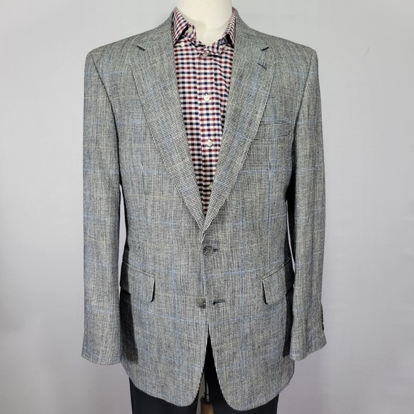 VTG Stafford Men's Sport Coat Blazer Two Button Gray‎ Plaid Size 42L
